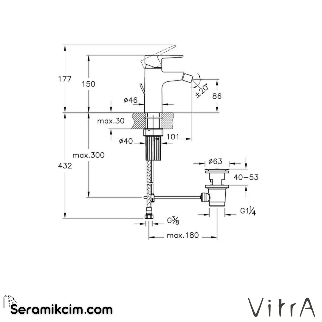 VitrA Flow Soft Bide Bataryası Krom A43054 - A43054