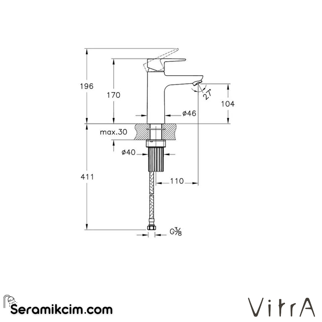 VitrA Flow Soft BluEco Lavabo Bataryası (yüksek) Krom A43009ENR - A43009ENR