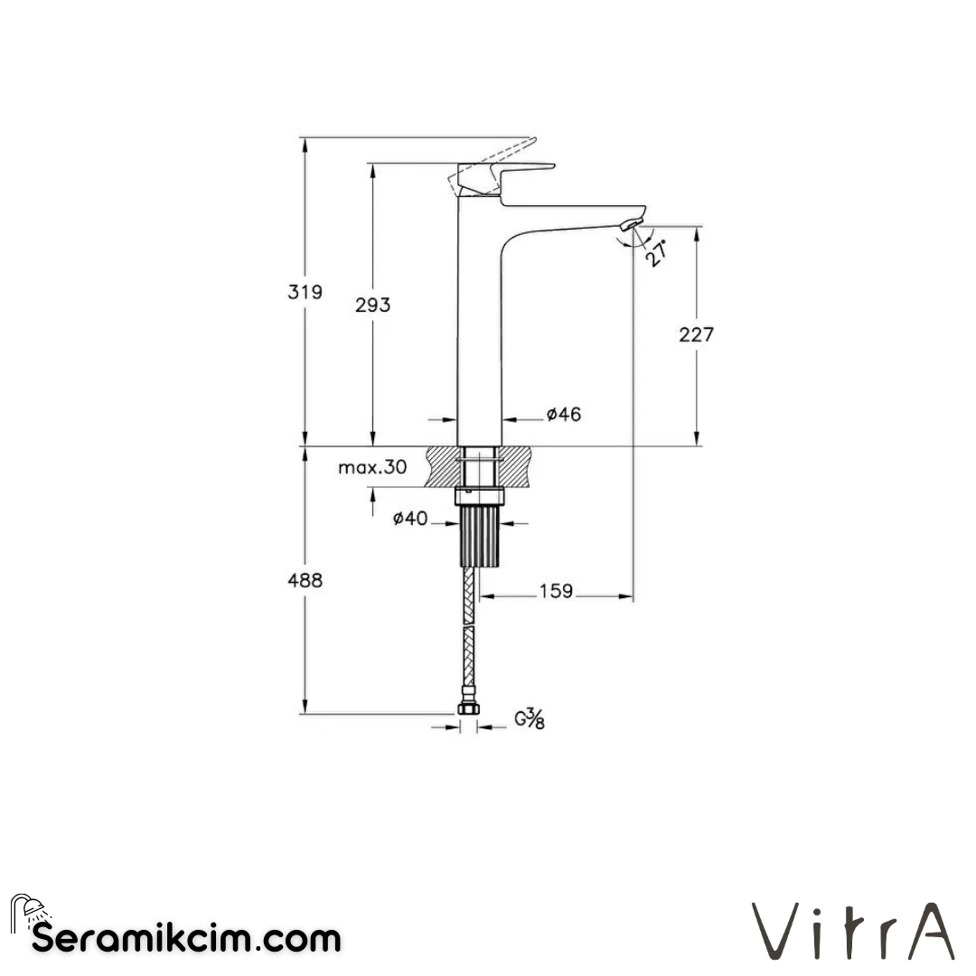 VitrA Flow Soft BluEco Lavabo Bataryası (çanak) Krom A43010ENR - A43010ENR