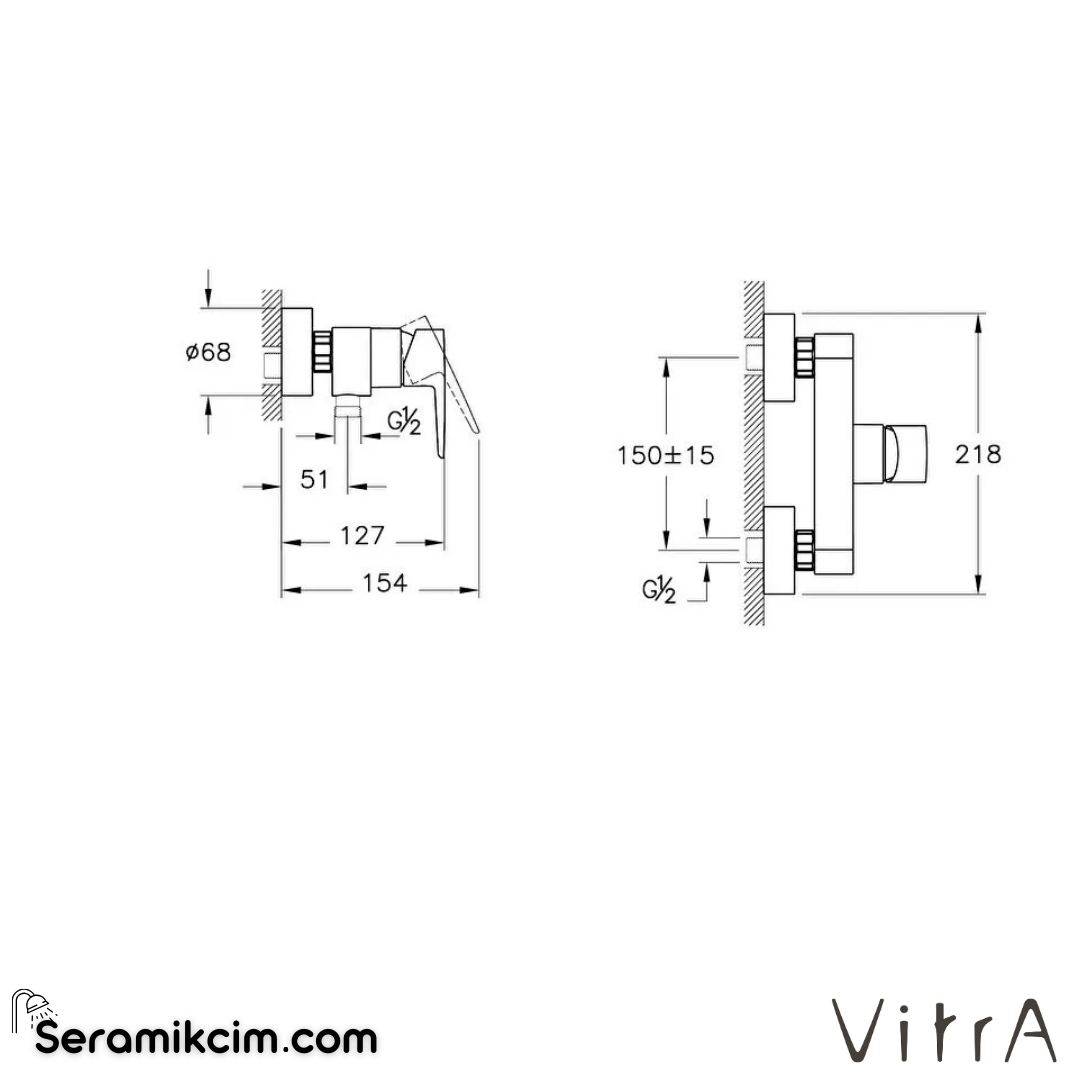 VitrA Flow Soft Duş Bataryası Krom A42932 - A42932