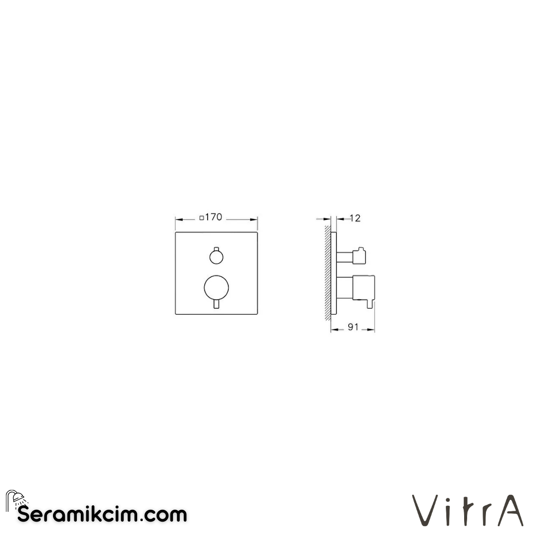 VitrA Flow Square Ankastre Termostatik Duş Bataryası (V-Box, sıva üstü grubu) A4335836 - A4335836