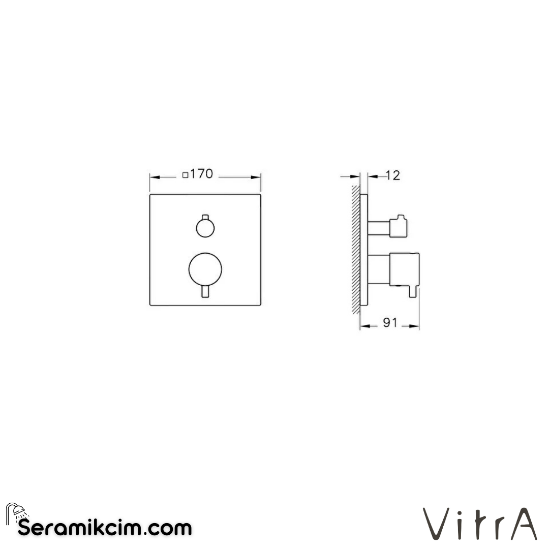 VitrA Flow Square Ankastre Termostatik Duş Bataryası (V-Box, sıva üstü grubu) Fırçalı Nikel A4335834 - A4335834