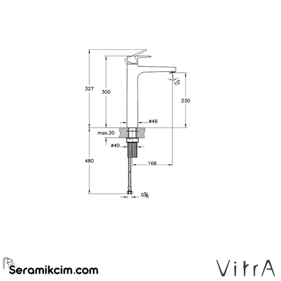 VitrA Flow Square BluEco Lavabo Bataryası (çanak) Mat Siyah A4293636ENR - A4293636ENR