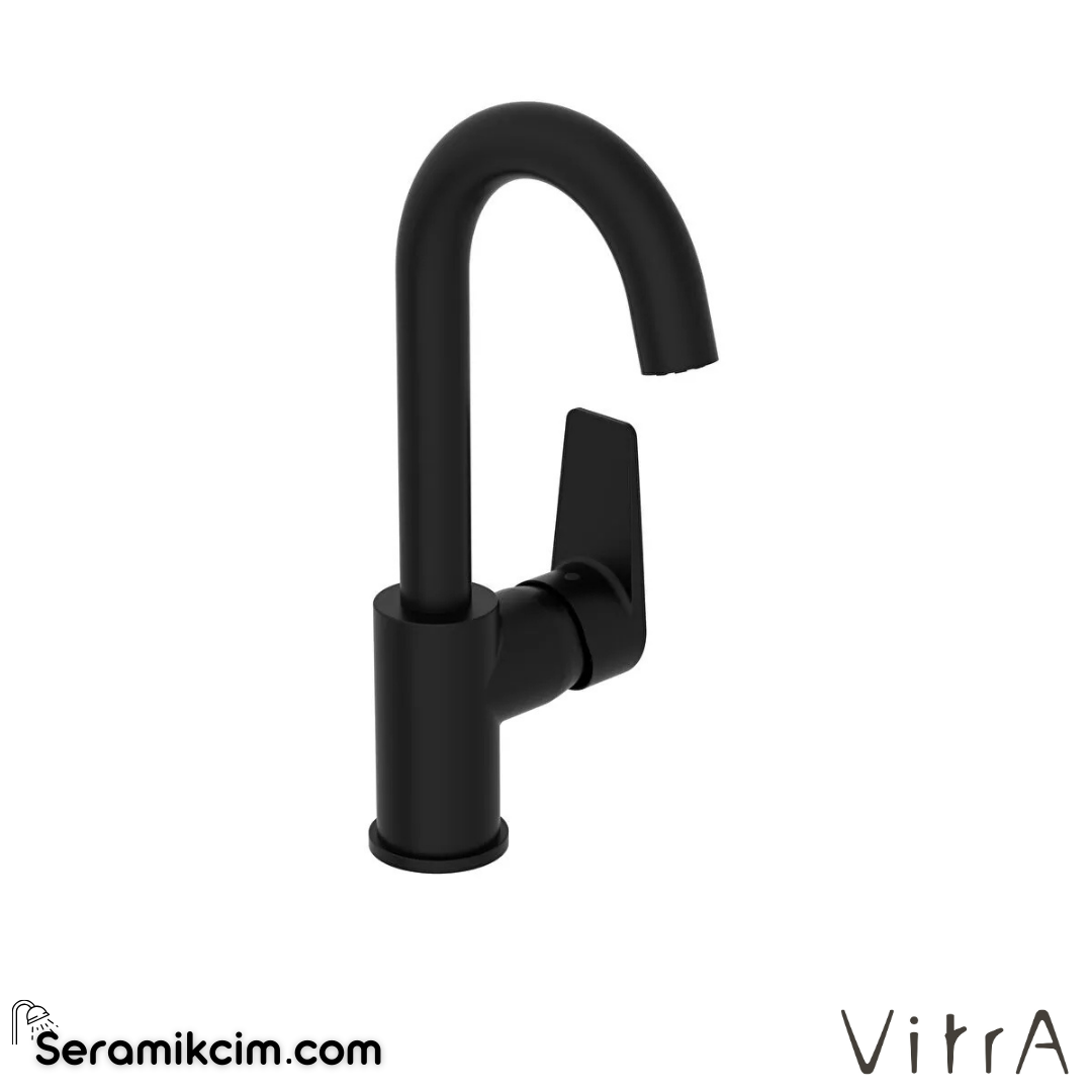 VitrA Flow Square BlueEco Lavabo Bataryası (döner borulu) Mat Siyah A4316536ENR - A4316536ENR