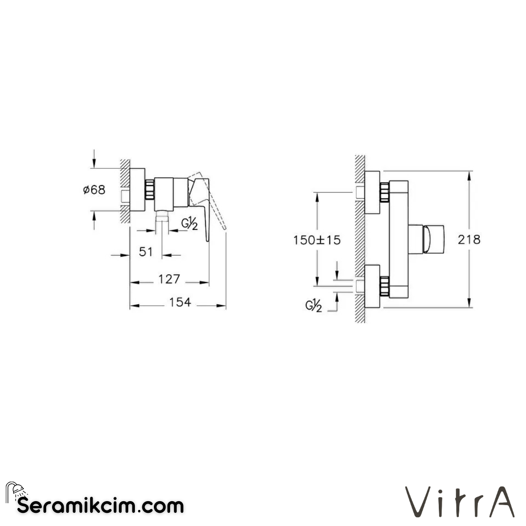 VitrA Flow Square Duş Bataryası Mat Siyah A4293136 - A4293136