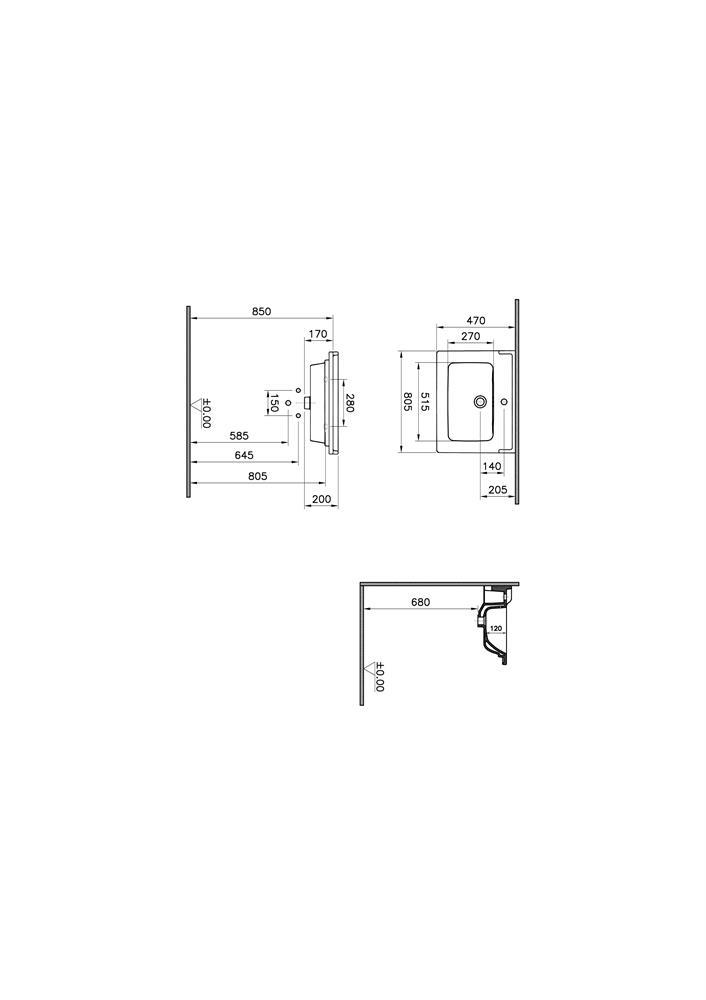 VitrA Integra Classic Etajerli Lavabo 80x46 cm Tek Armatür Delikli, Su Taşma Delikli, Beyaz - 7001B003-0001