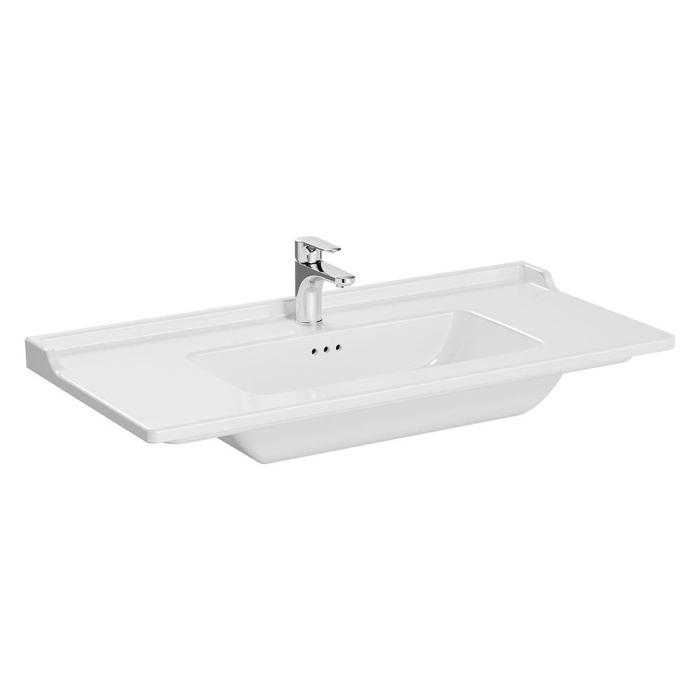 VitrA Integra Classic Etajerli Lavabo 100x46 cm Tek Armatür Delikli, Su Taşma Delikli, Beyaz - 7002B003-0001