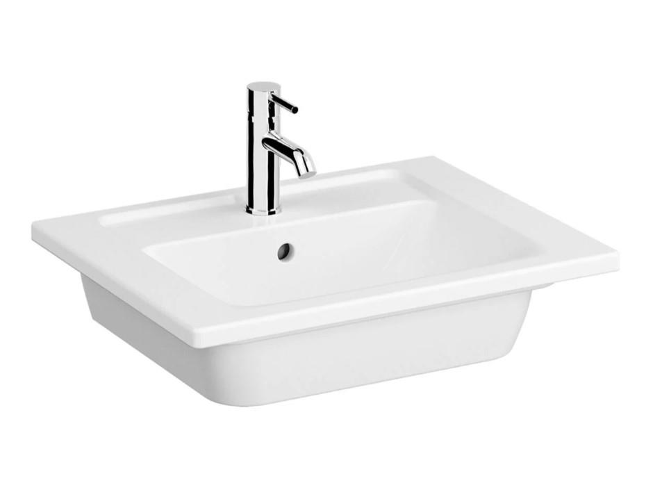 VitrA Integra Etajerli Lavabo 60x47 cm Tek Armatür Delikli, Su Taşma Delikli, Beyaz - 7055B003-0001