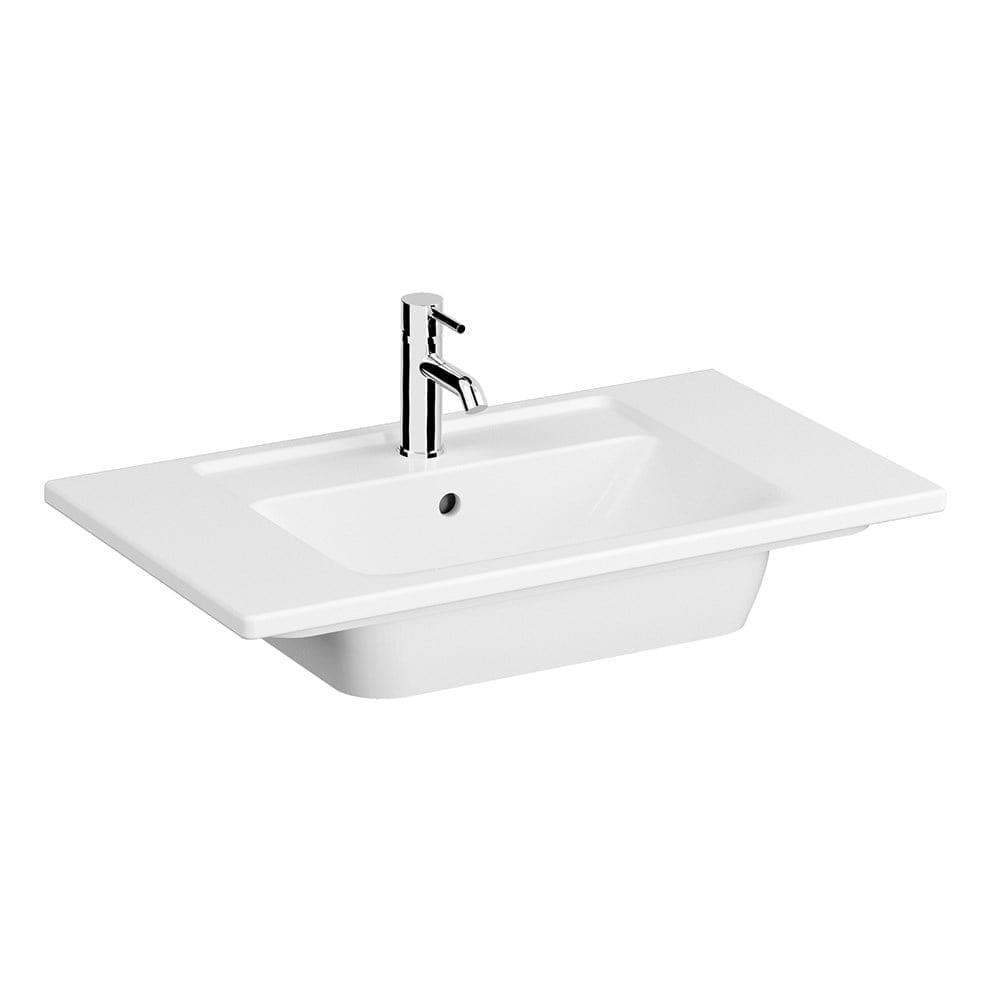 VitrA Integra Etajerli Lavabo 80x47 cm Tek Armatür Delikli, Su Taşma Delikli, Beyaz - 7056B003-0001