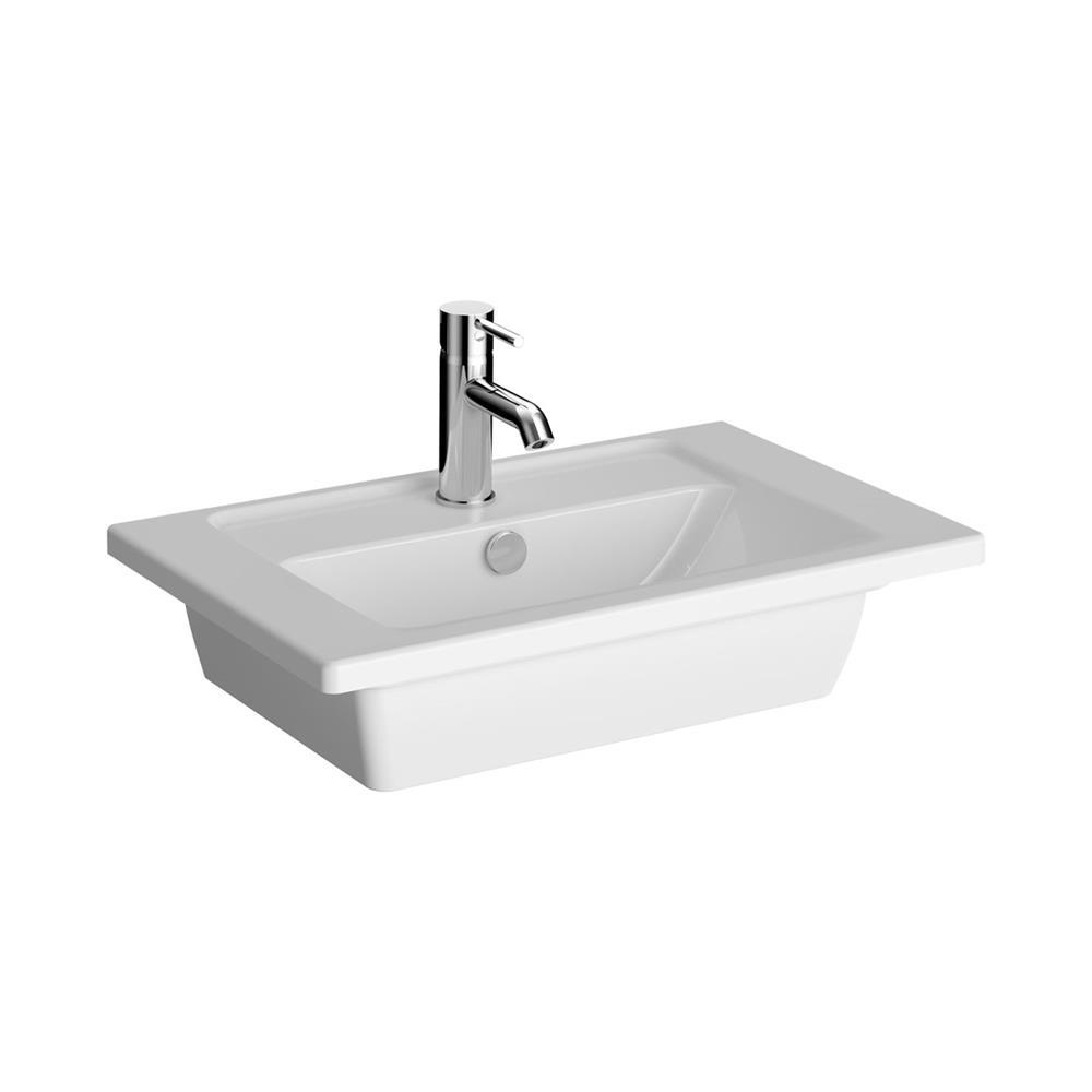 VitrA Integra Etajerli Lavabo Kompakt, 60x39 cm Tek Armatür Delikli, Su Taşma Delikli, Beyaz - 7035B003-0001