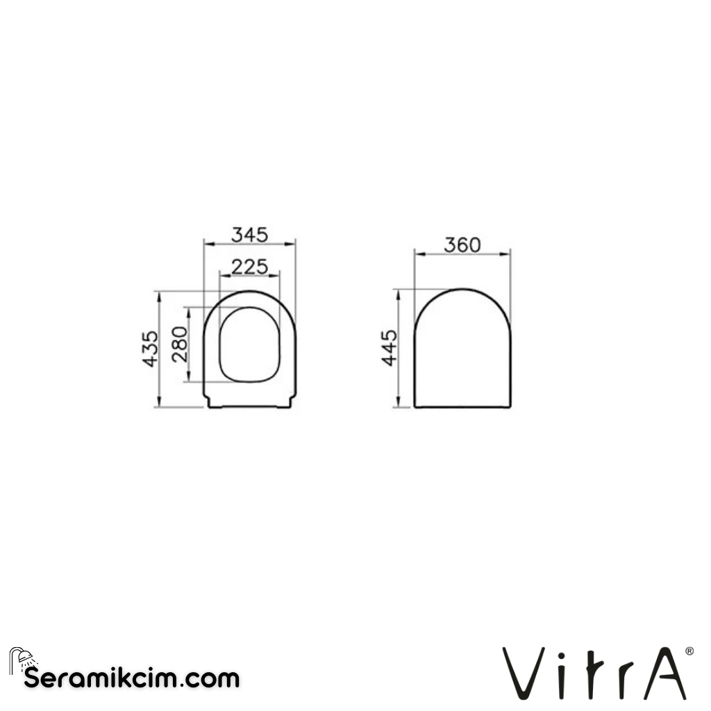VitrA Integra Klozet Kapağı Duroplast, Üstten Sıkmalı Yavaş Kapanır, Kolay Sök-Tak, Metal Menteşeli, Beyaz 108-003R059 - 108-003R059