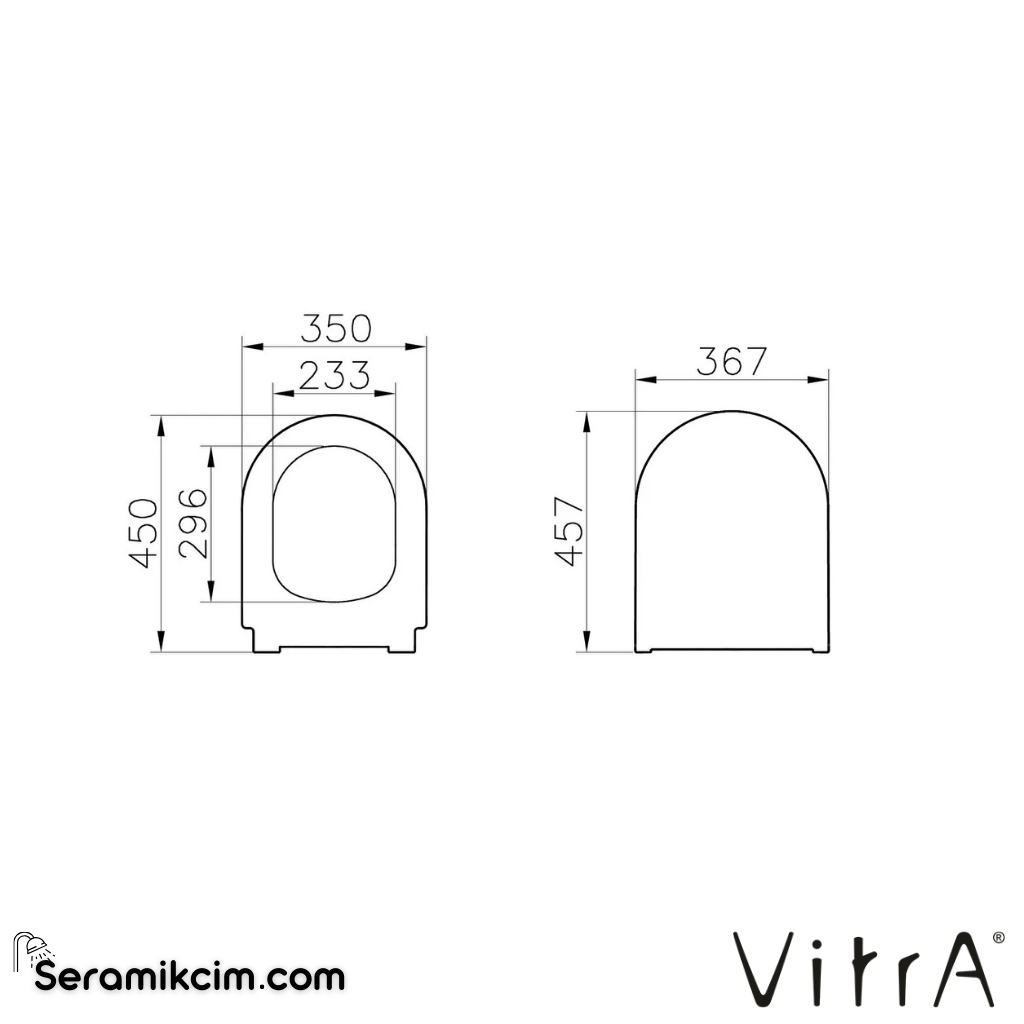 VitrA Integra Klozet Kapağı Slim, Duroplast, Üstten Sıkmalı Yavaş Kapanır, Metal Menteşeli, Beyaz 131-003-009 - 131-003-009