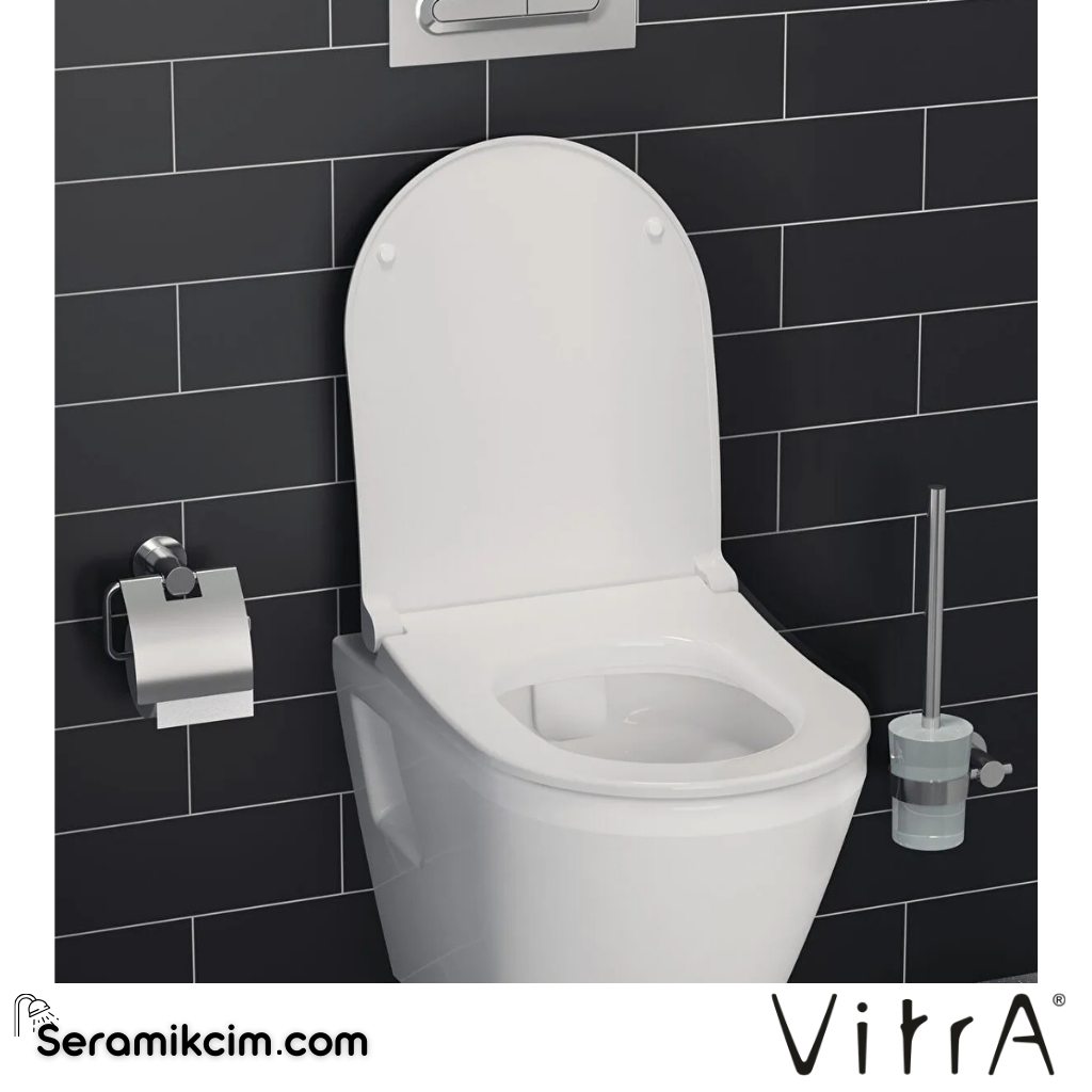 VitrA Integra Klozet Kapağı Slim, Duroplast, Üstten Sıkmalı Yavaş Kapanır, Kolay Sök-Tak, Metal Menteşeli, Beyaz 131-003R009 - 131-003R009