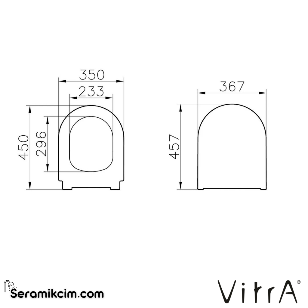 VitrA Integra Klozet Kapağı Slim, Duroplast, Üstten Sıkmalı Yavaş Kapanır, Kolay Sök-Tak, Metal Menteşeli, Beyaz 131-003R009 - 131-003R009