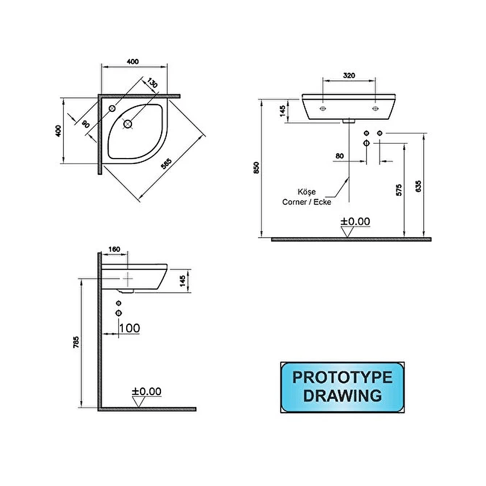 VitrA Integra Lavabo Yuvarlak, 40x40 cm Tek Armatür Delikli, Su Taşma Delikli, Beyaz - 7336L003-0999