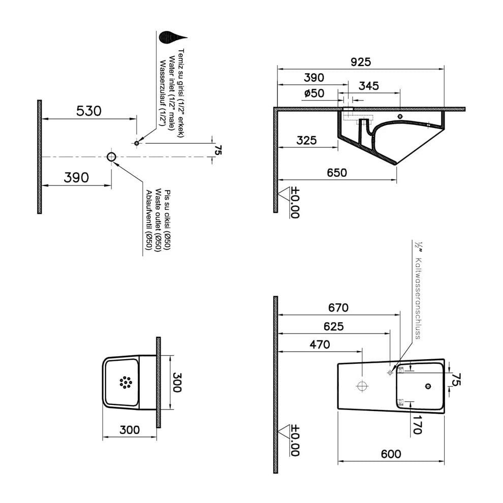 VitrA Integra Pisuvar Rim-ex Temassız, Arkadan Su Girişli, Pilli, Beyaz - 5461B003-5597