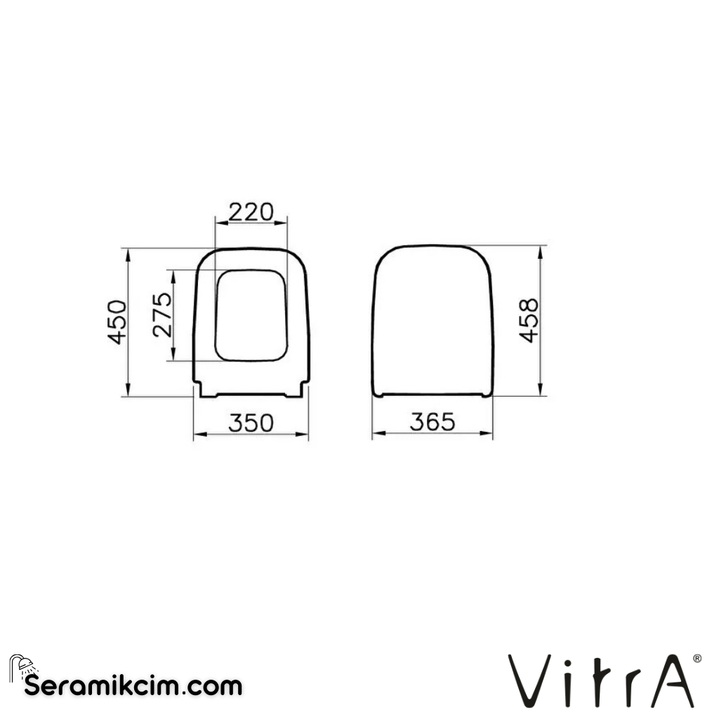 VitrA Integra Square Klozet Kapağı Duroplast, Üstten Sıkmalı Metal Menteşeli, Beyaz 91-003-001 - 91-003-001