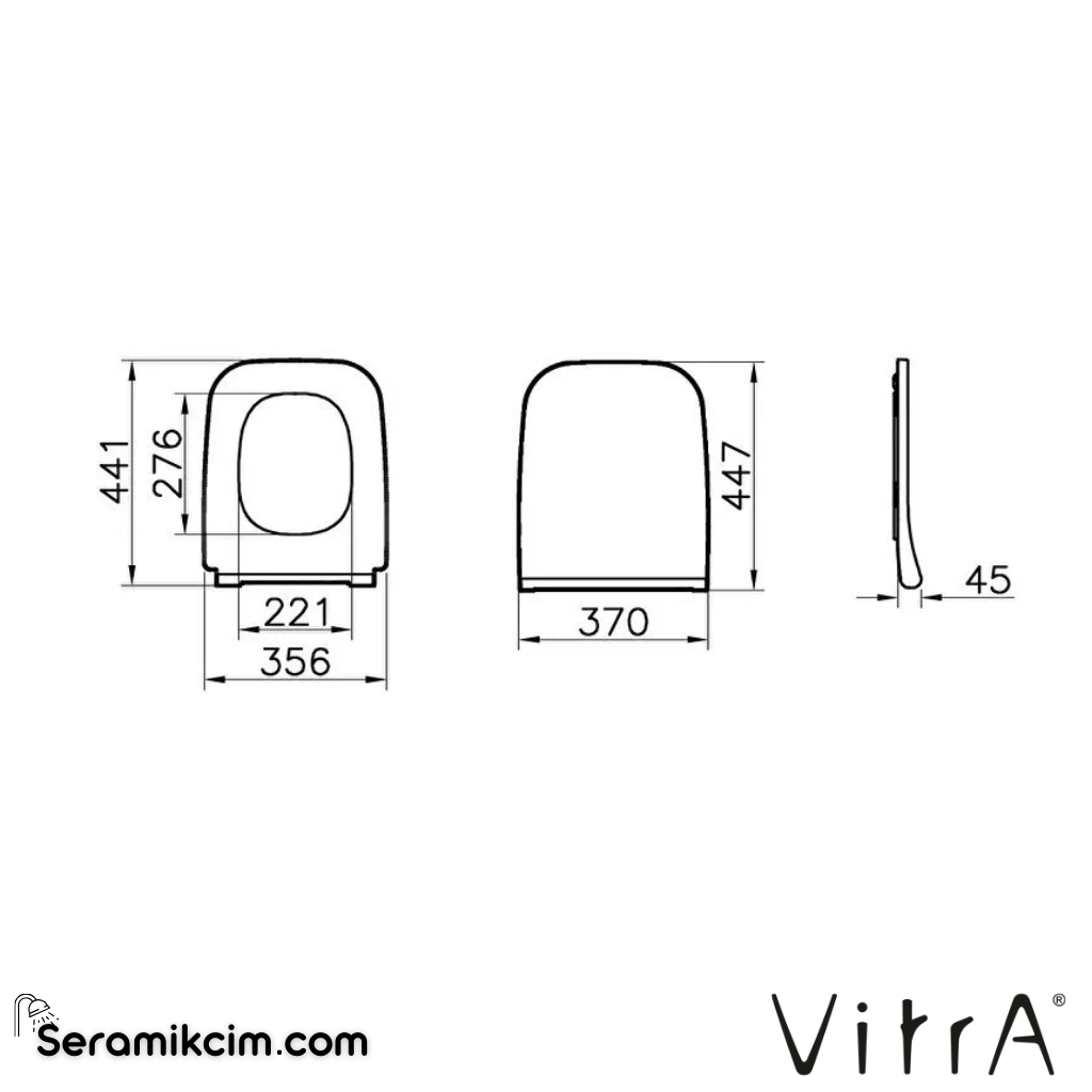 VitrA Integra Square Klozet Kapağı Slim, Duroplast, Üstten Sıkmalı Yavaş Kapanır, Kolay Sök-Tak, Metal Menteşeli, Beyaz 191-003R009 - 191-003R009