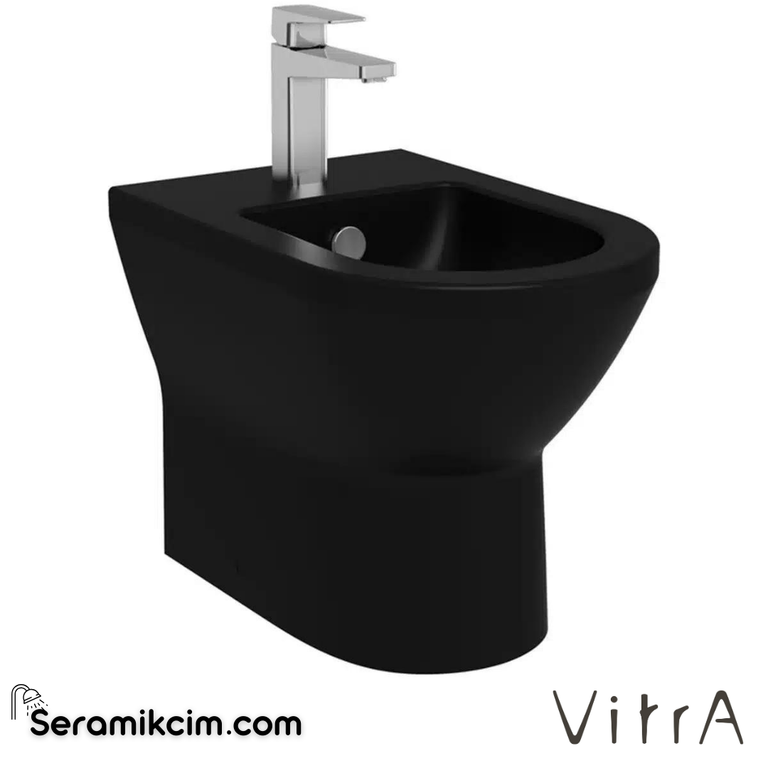 VitrA Integra Yerden Bide Duvara Tam Dayalı, 54 cm Tek Armatür Delikli, Yanlardan Deliksiz, Mat Siyah - 7039B083-0288