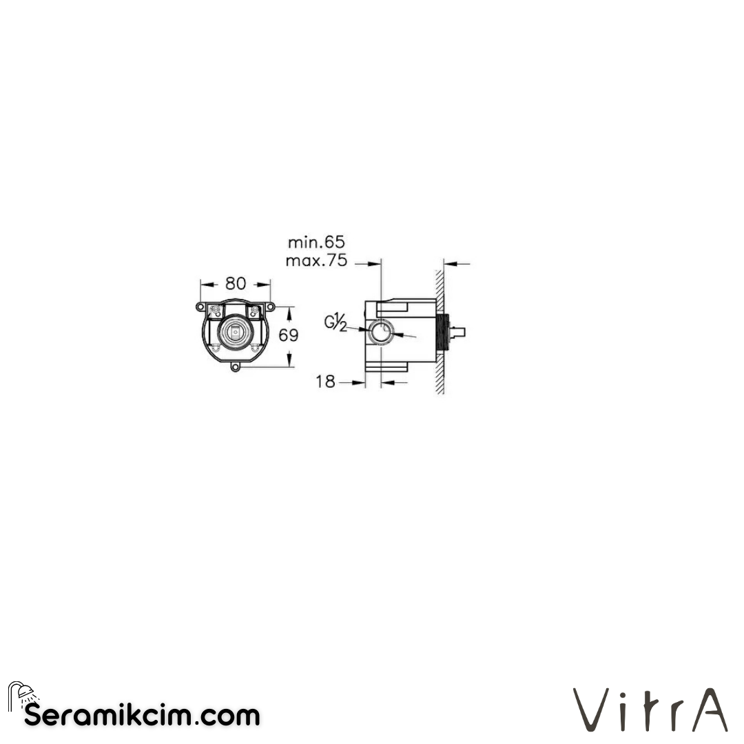 VitrA İstanbul Ankastre Duş Bataryası (sıva altı grubu) A42849 - A42849