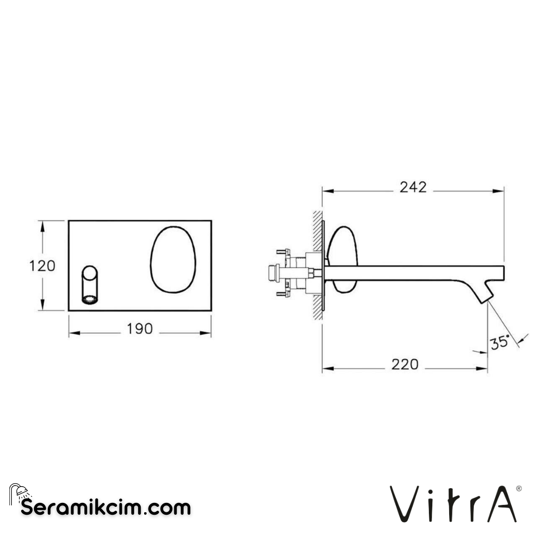 Vitra İSTAnbul Ankastre Lavabo Bataryası (Uzun) (Sıva Üstü Grubu) Krom A42231 - A42231