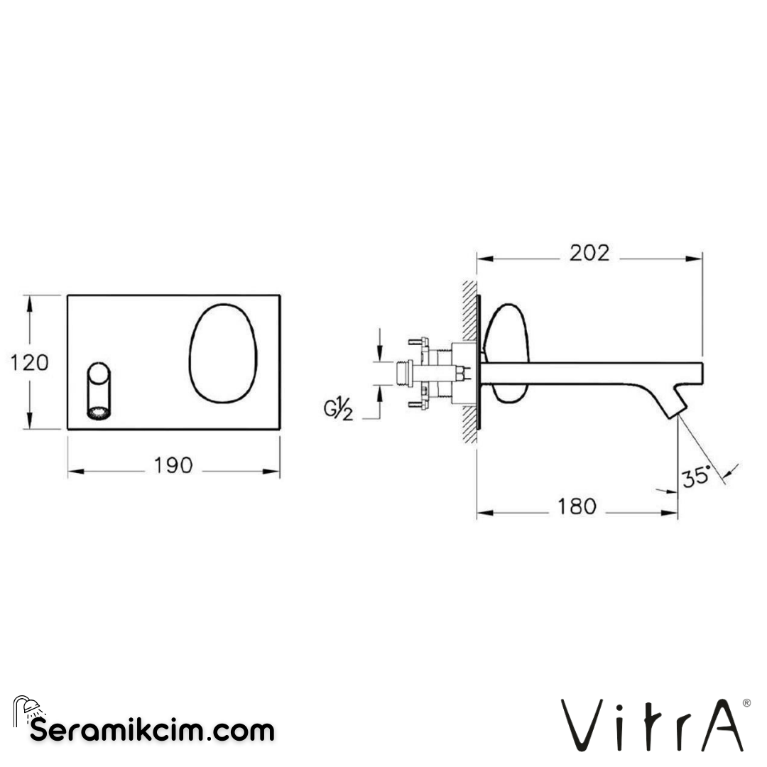 Vitra İstanbul Ankastre Lavabo Bataryası (Kısa) (Sıva Üstü Grubu) Krom A42232 - A42232