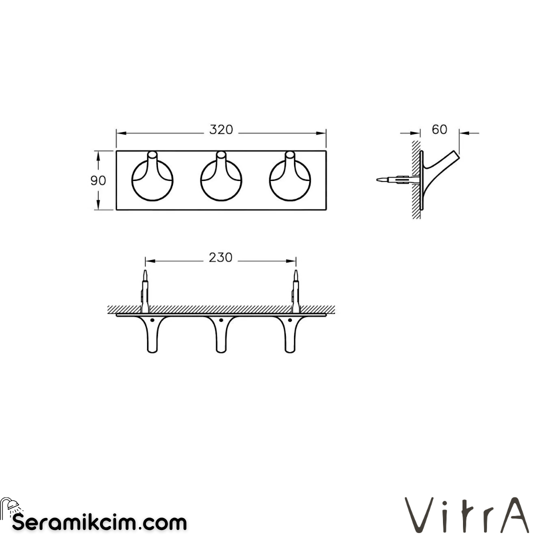 VitrA Istanbul Askı (üçlü) Krom A48012