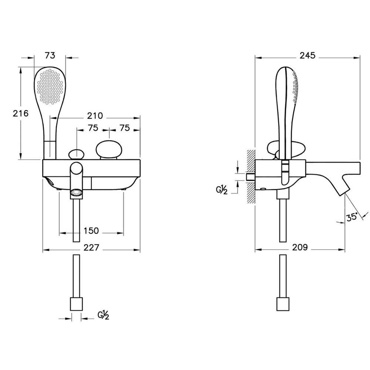 VitrA İstanbul Banyo Bataryası (el duşlu) A41802 - A41802