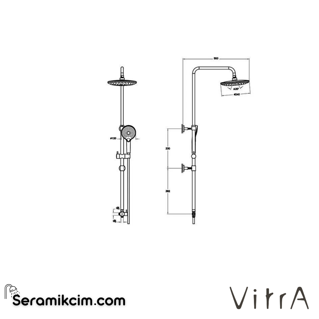 VitrA  Joy Round 200 Duş Kolonu A4590036 - A4590036