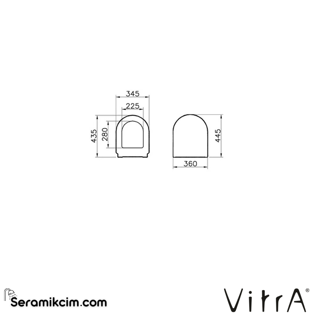 VitrA Klozet Kapağı Duroplast, Üstten Sıkmalı Metal Menteşeli, Beyaz 72-003-301 - 72-003-301