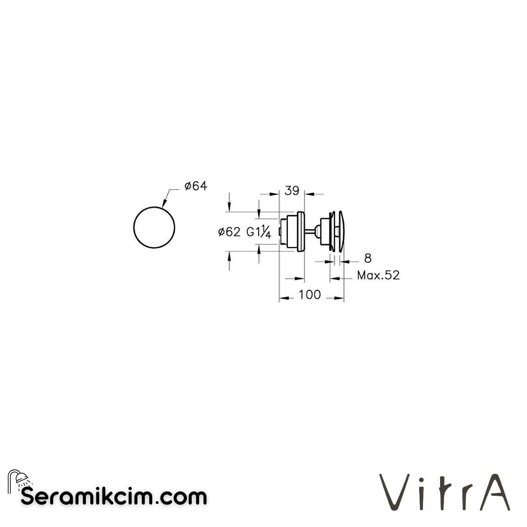 VitrA  Lavabo yuvarlak süzgeci universal (basmalı) A4514939 - A4514939