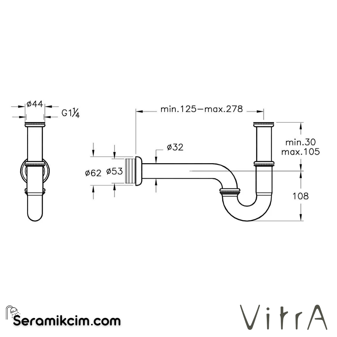 Vitra  Lavabo/Eviye Sifonu (P Tipi) A45117 - A45117