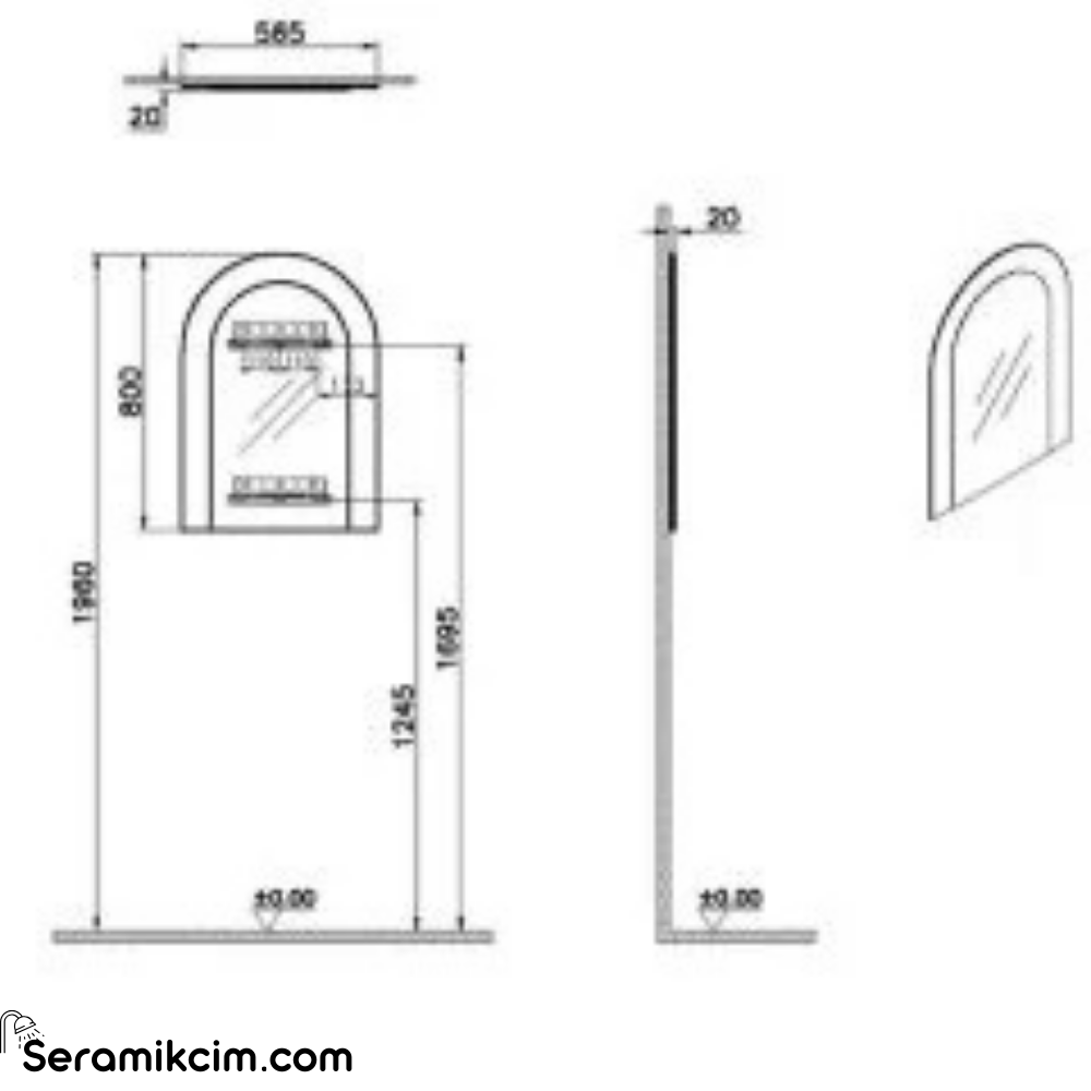 Vitra Liquid Çift Renkli Ayna 57 Cm Parlak Siyah 66744