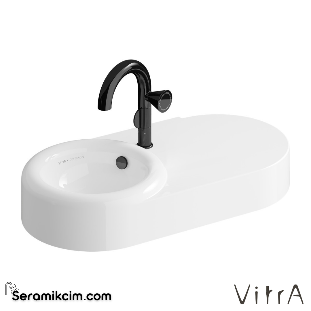 VitrA Liquid Etajerli Lavabo 80x41 cm Tek Armatür Delikli, Su Taşma Delikli, Clean, Beyaz - 7314B403-0001
