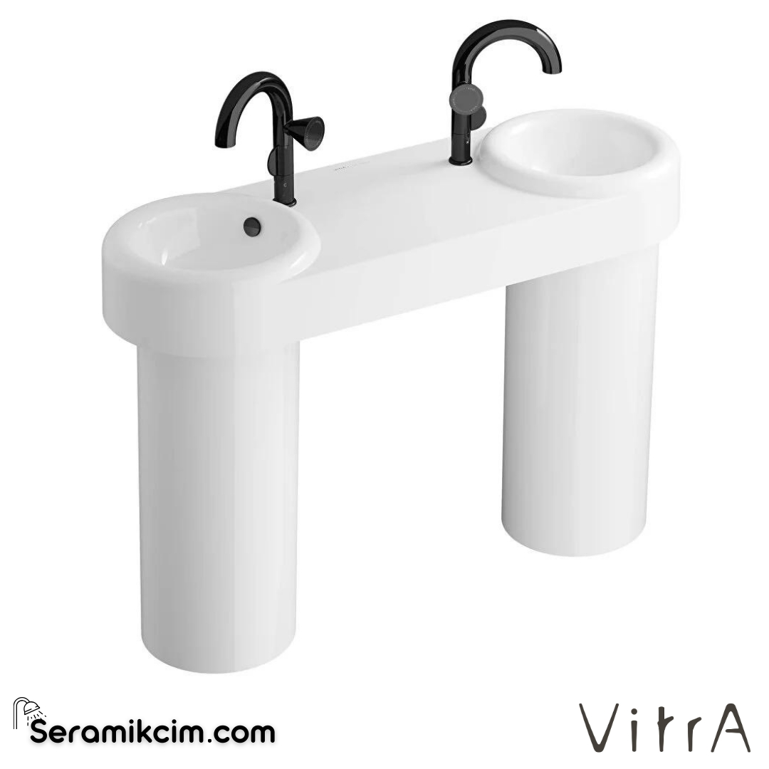 VitrA Liquid Lavabo 120x41 cm Tek Armatür Delikli, Su Taşma Delikli, Clean, Beyaz - 7313B403-0001