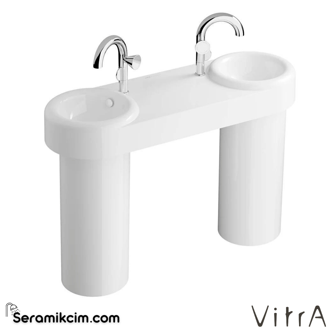 VitrA Liquid Lavabo 120x41 cm Tek Armatür Delikli, Su Taşma Delikli, Clean, Beyaz - 7313B403-0001
