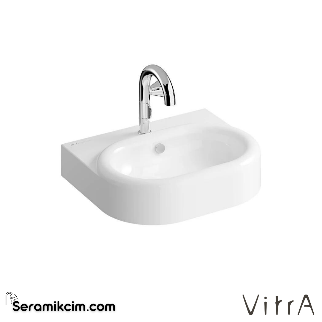 VitrA Liquid Lavabo 60x50 cm Tek Armatür Delikli, Su Taşma Delikli, Clean, Beyaz - 7316B403-0001