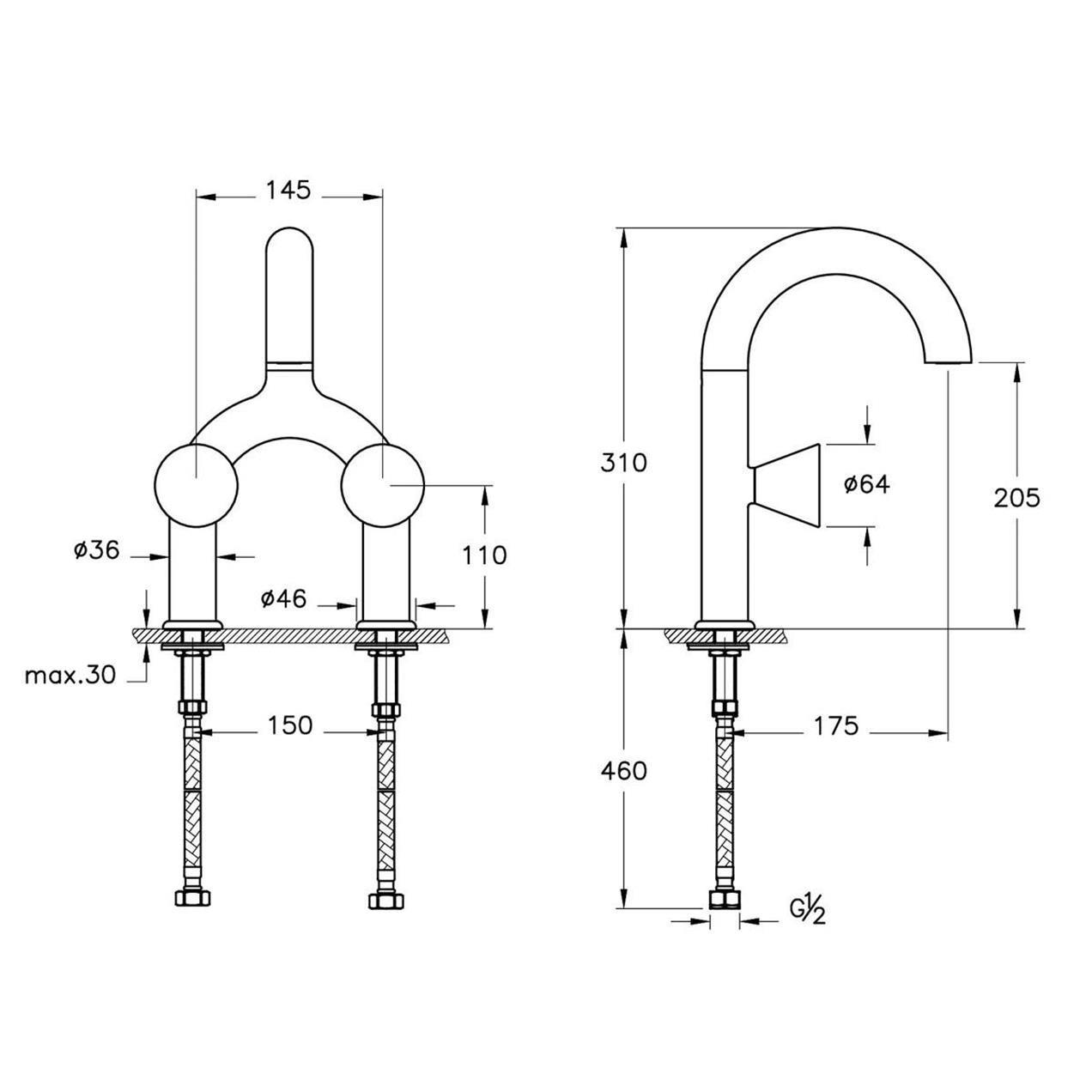 VitrA Liquid Lavabo Bataryası (2 delikli lavabolar için) A42747 - A42747