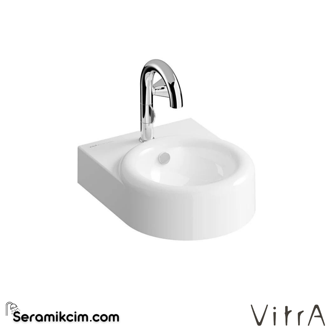 VitrA Liquid Lavabo Kompakt, 40x50 cm Tek Armatür Delikli, Su Taşma Delikli, Clean, Beyaz - 7317B403-0001