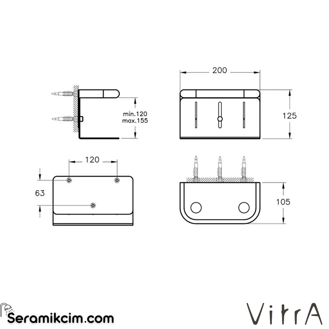 VitrA Liquid Sıvı Sabunluk Tutacağı (çift hazneli) Parlak Siyah A4456739