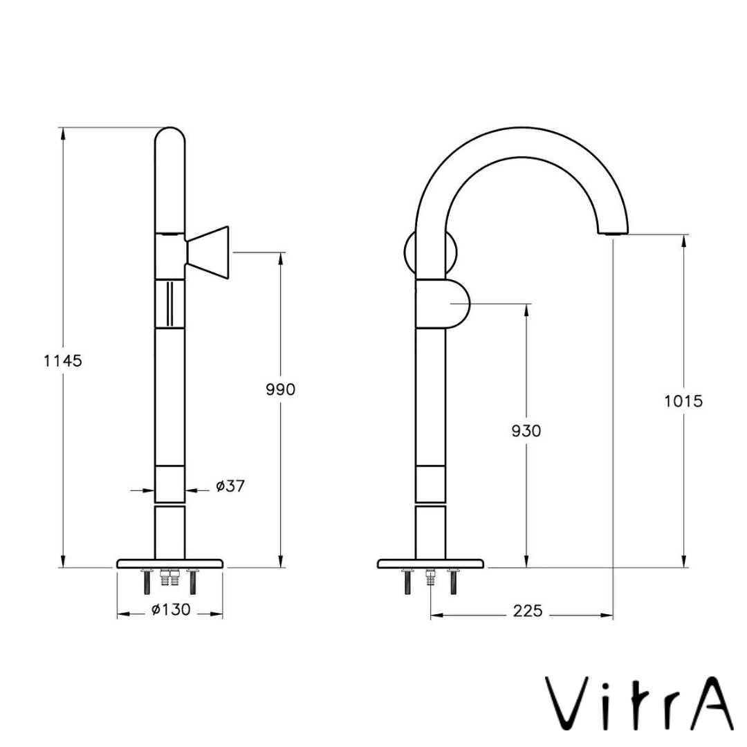 VitrA Liquid Yerden Lavabo Bataryası Sağdan Kontrol A42775