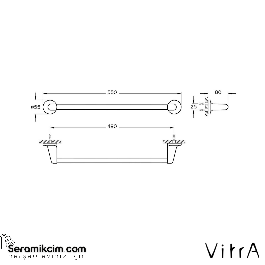 Vitra Marin Uzun Havluluk Krom