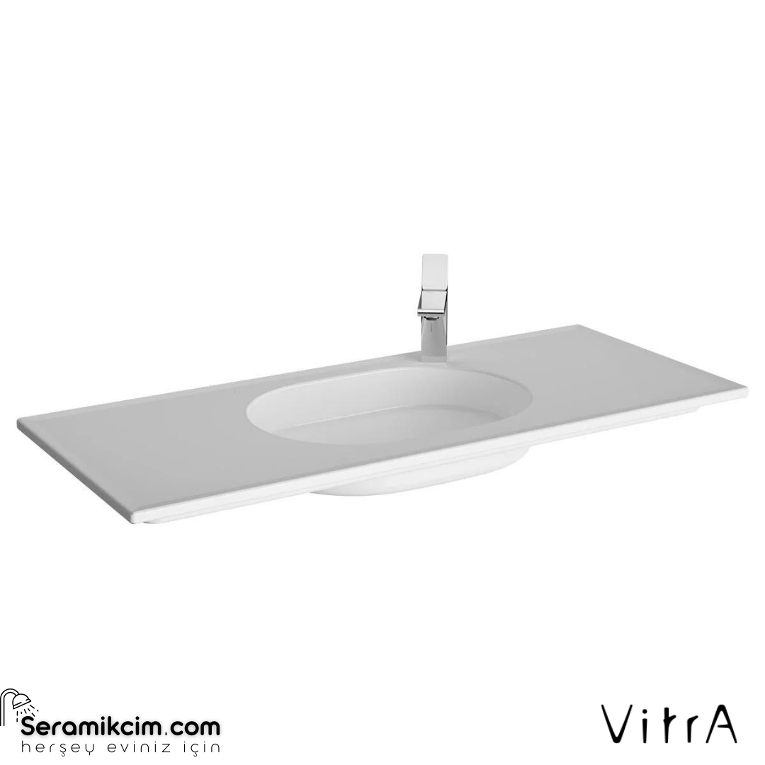 Vitra Memoria Etajerli Lavabo 120X51 Cm Sağdan Tek Armatür Delikli, Su Taşma Deliksiz, Clean, Beyaz