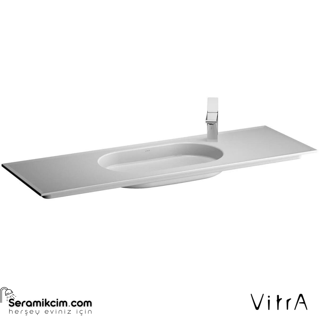 Vitra Memoria Etajerli Lavabo 150X51 Cm Sağdan Tek Armatür Delikli, Su Taşma Deliksiz, Clean, Beyaz