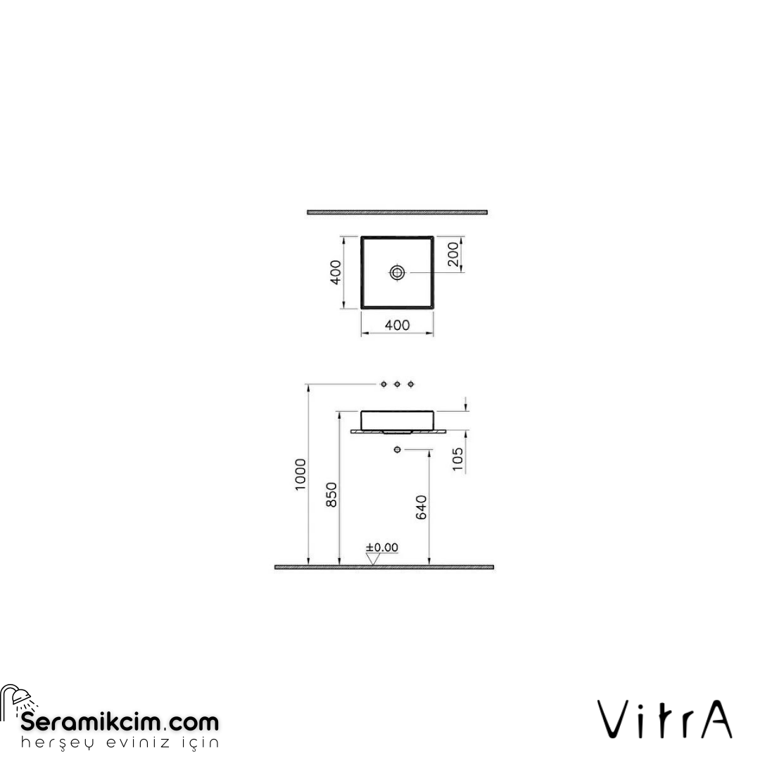 Vitra Memoria Infinit Çanak Lavabo Kare, 40 Cm 