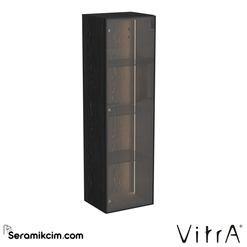 VitrA Metropole Edge Boy Dolabı 35 cm, cam kapaklı, kısa siyah meşe, sol 67199 - 67199