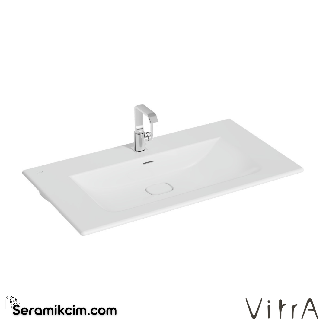 VitrA Metropole Etajerli Lavabo 100x53 cm Tek Armatür Delikli, Su Taşma Delikli, Mat Beyaz - 7539B001-0001
