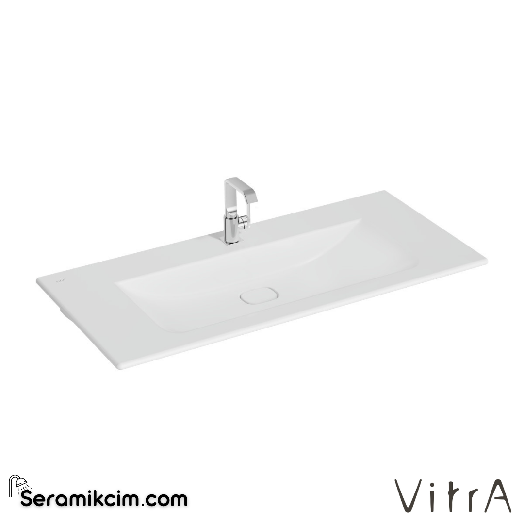 VitrA Metropole Etajerli Lavabo 120x53 cm Tek Armatür Delikli, Su Taşma Delikli, Mat Beyaz - 7540B001-0001