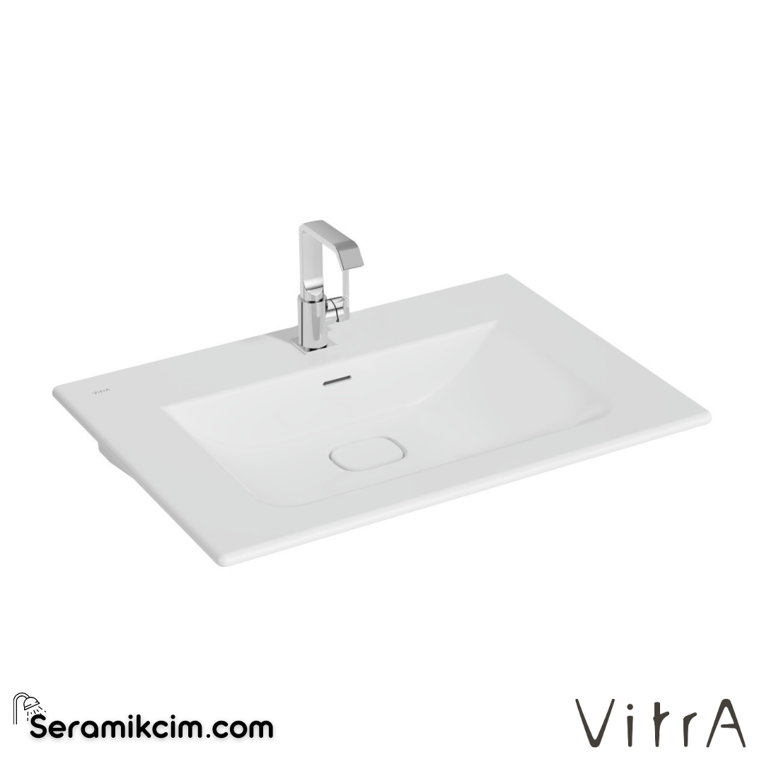 VitrA Metropole Etajerli Lavabo 80x53 cm Tek Armatür Delikli, Su Taşma Delikli, Mat Beyaz - 7538B001-0001