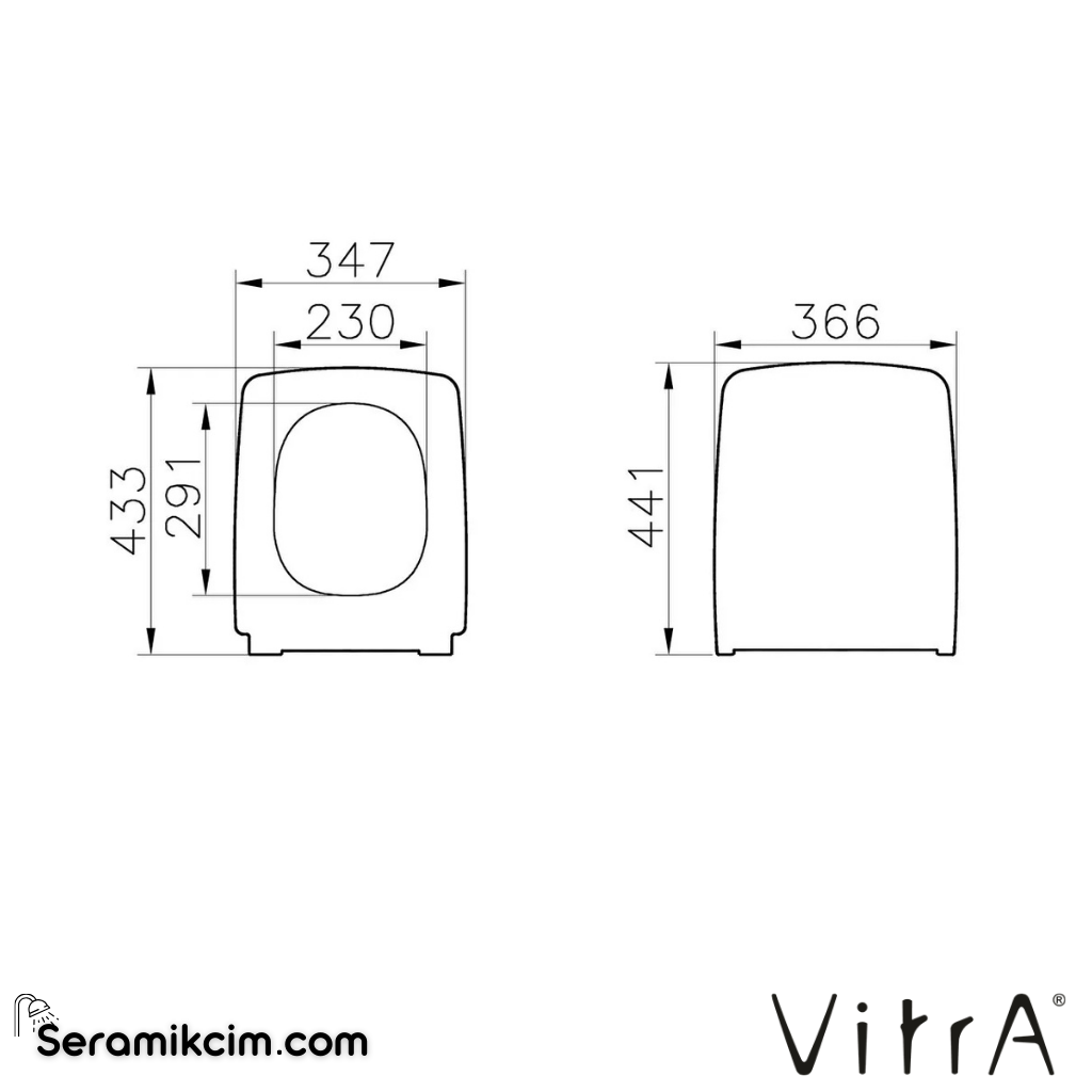 VitrA Metropole Klozet Kapağı Slim, Duroplast, Üstten Sıkmalı Yavaş Kapanır, Kolay Sök-Tak, Metal Menteşeli, Mat Siyah 132-483R009 - 132-483R009